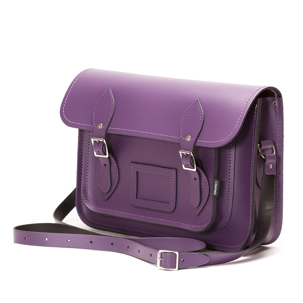 Handmade Leather Satchel - Purple