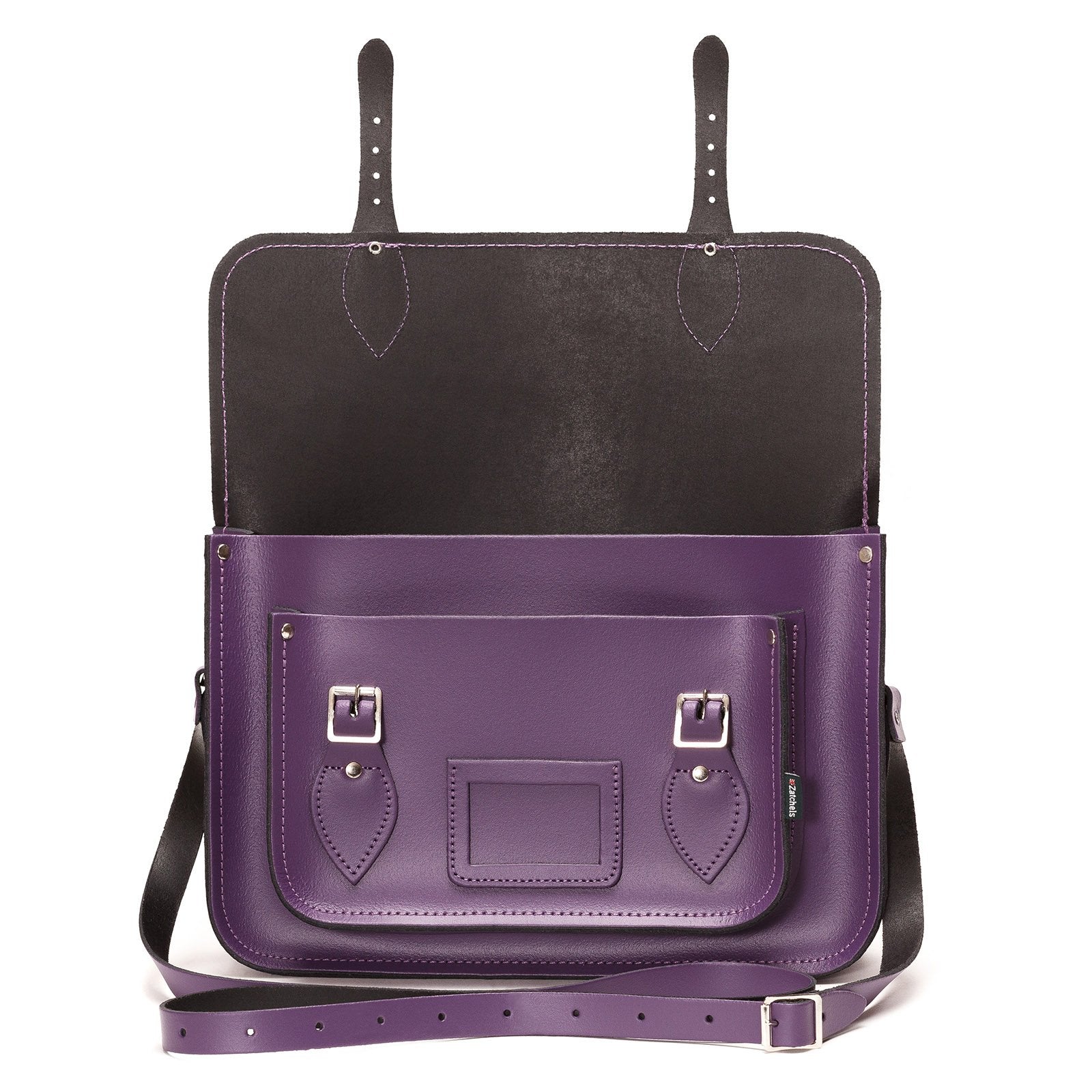 Handmade Leather Satchel - Purple