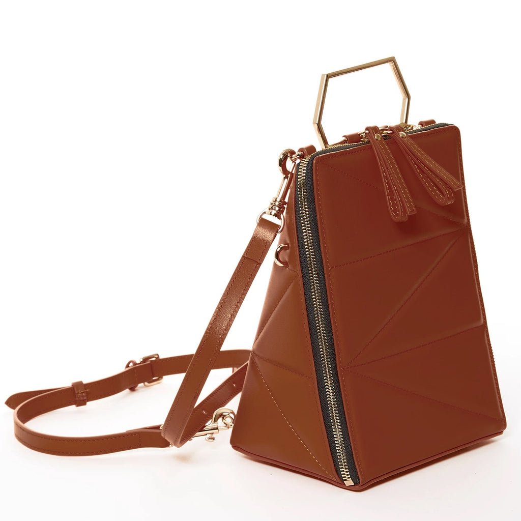 Brown Leather Convertible Backpack Purse