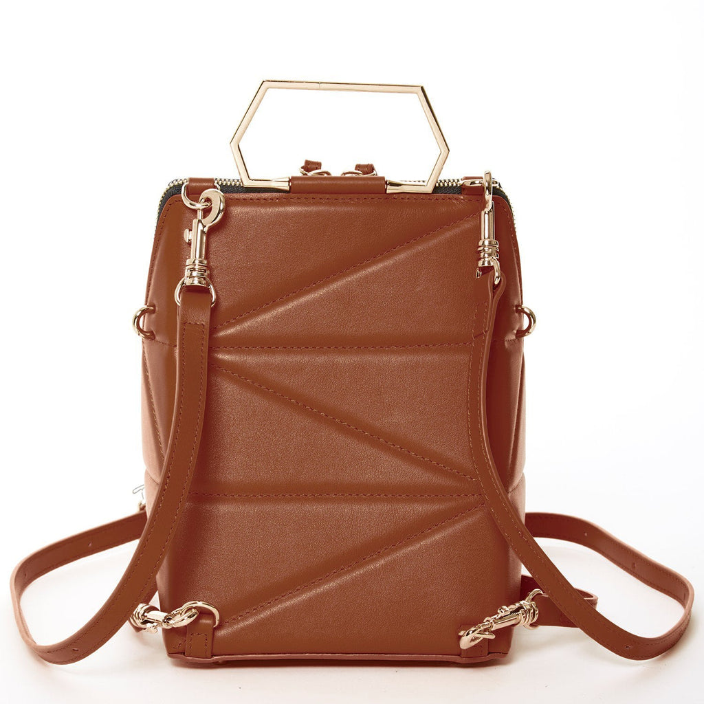 Brown Leather Convertible Backpack Purse