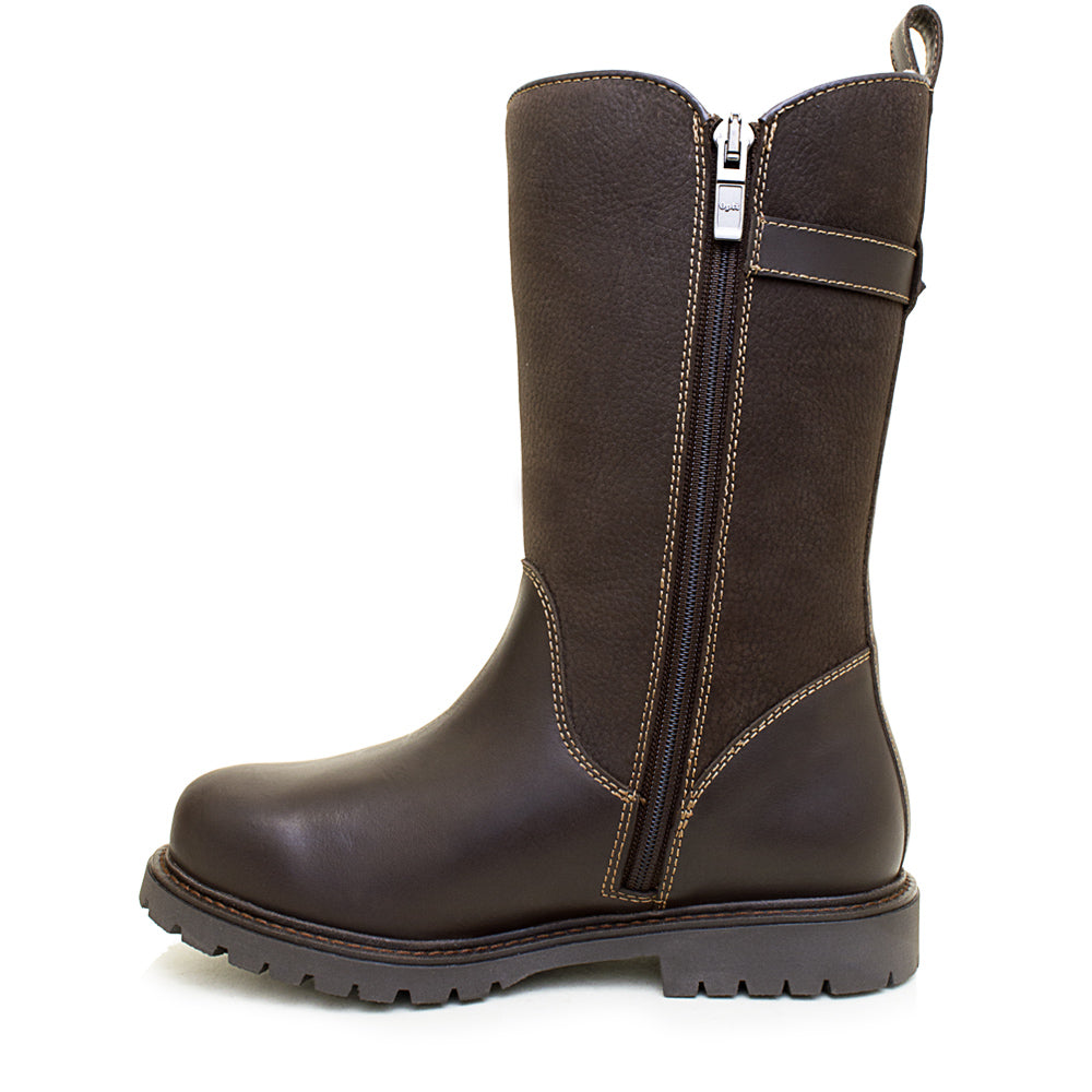 Waterproof Fur Lined Zip Up Boots in Brown