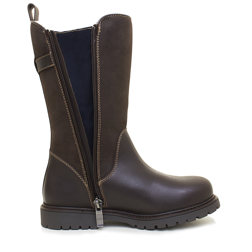 Waterproof Fur Lined Zip Up Boots in Brown