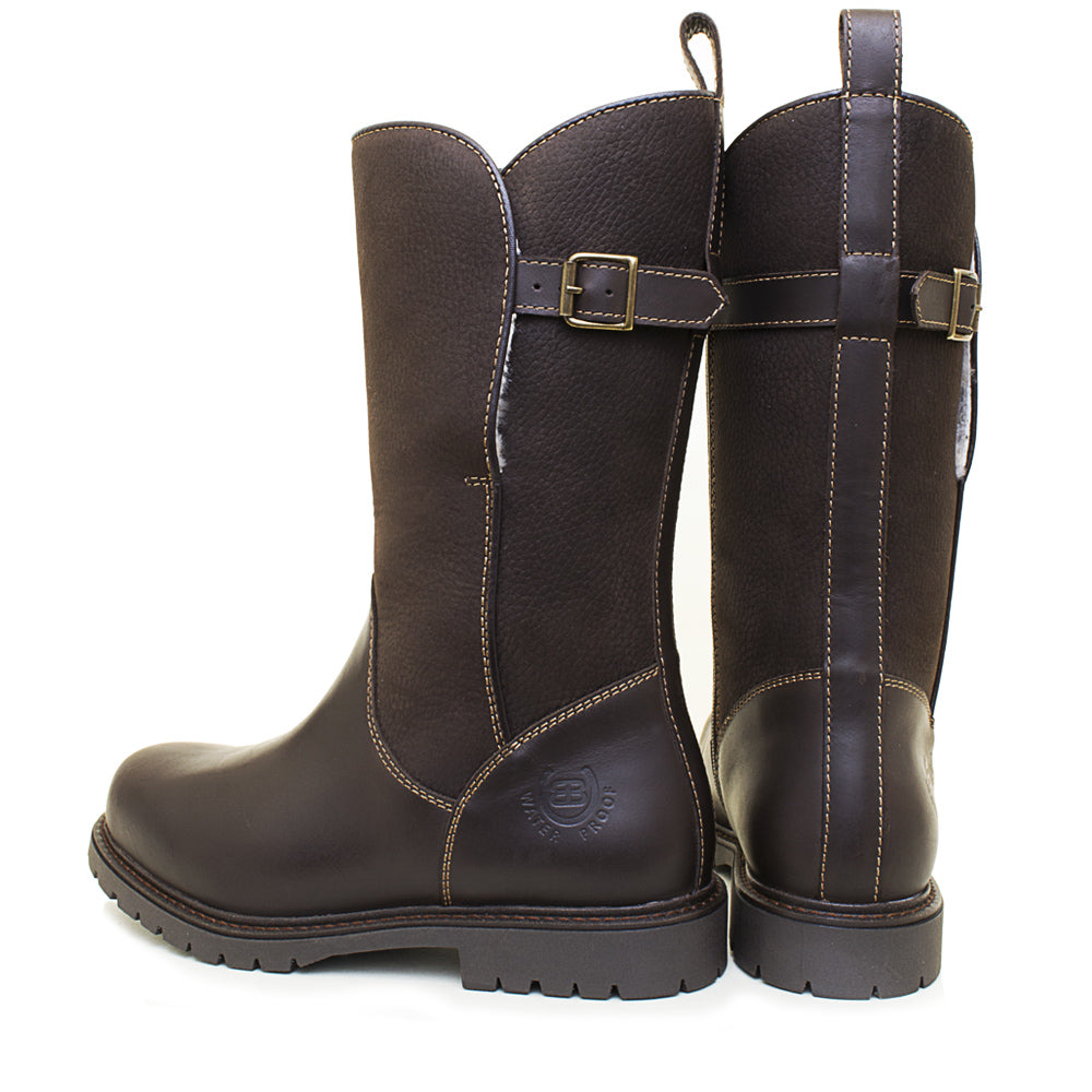 Waterproof Fur Lined Zip Up Boots in Brown