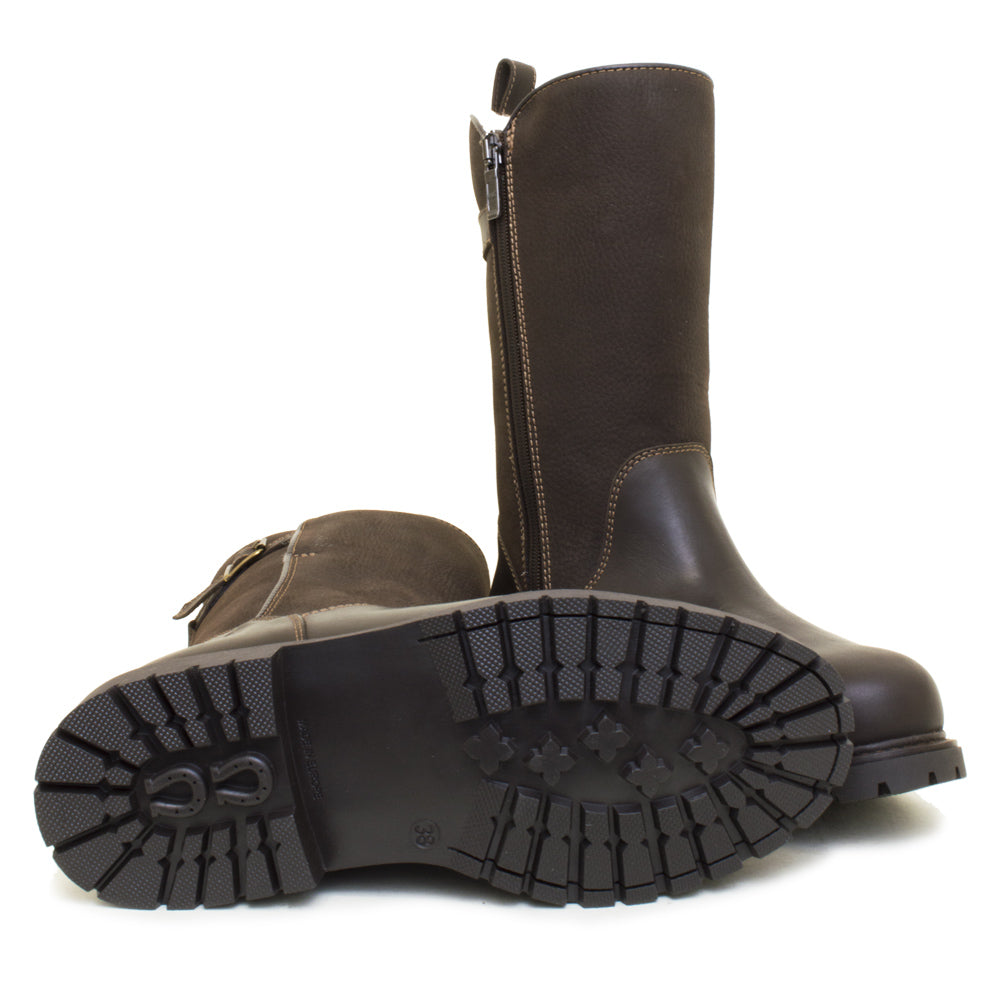 Waterproof Fur Lined Zip Up Boots in Brown