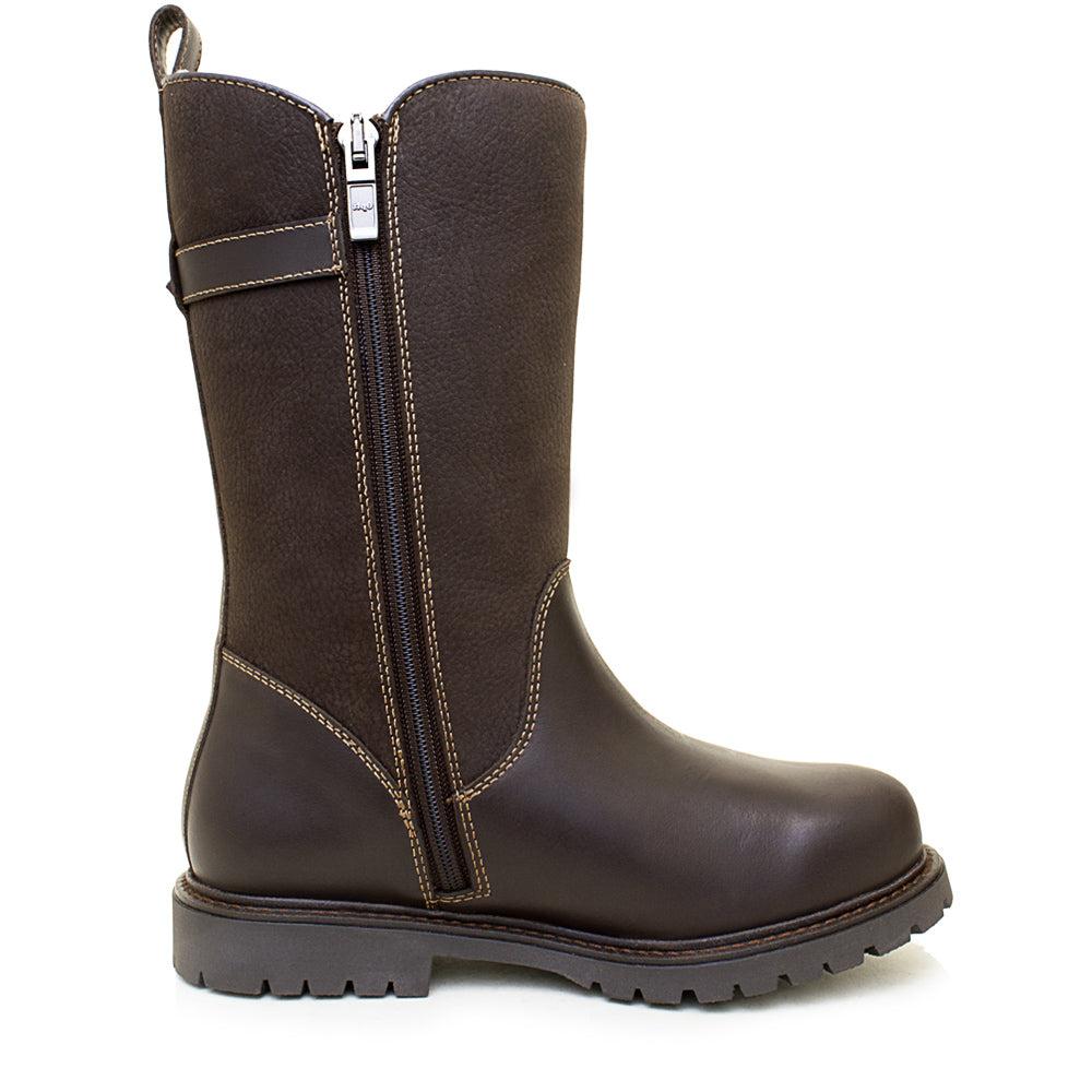 Waterproof Mid Calf Zip Up Boots in Brown