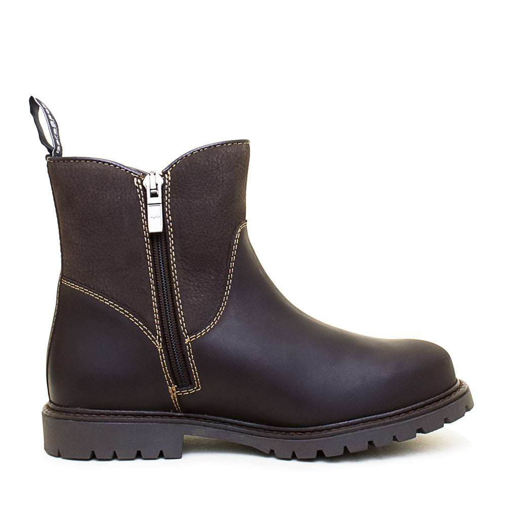 Waterproof Zip Up Ankle Boots in Brown