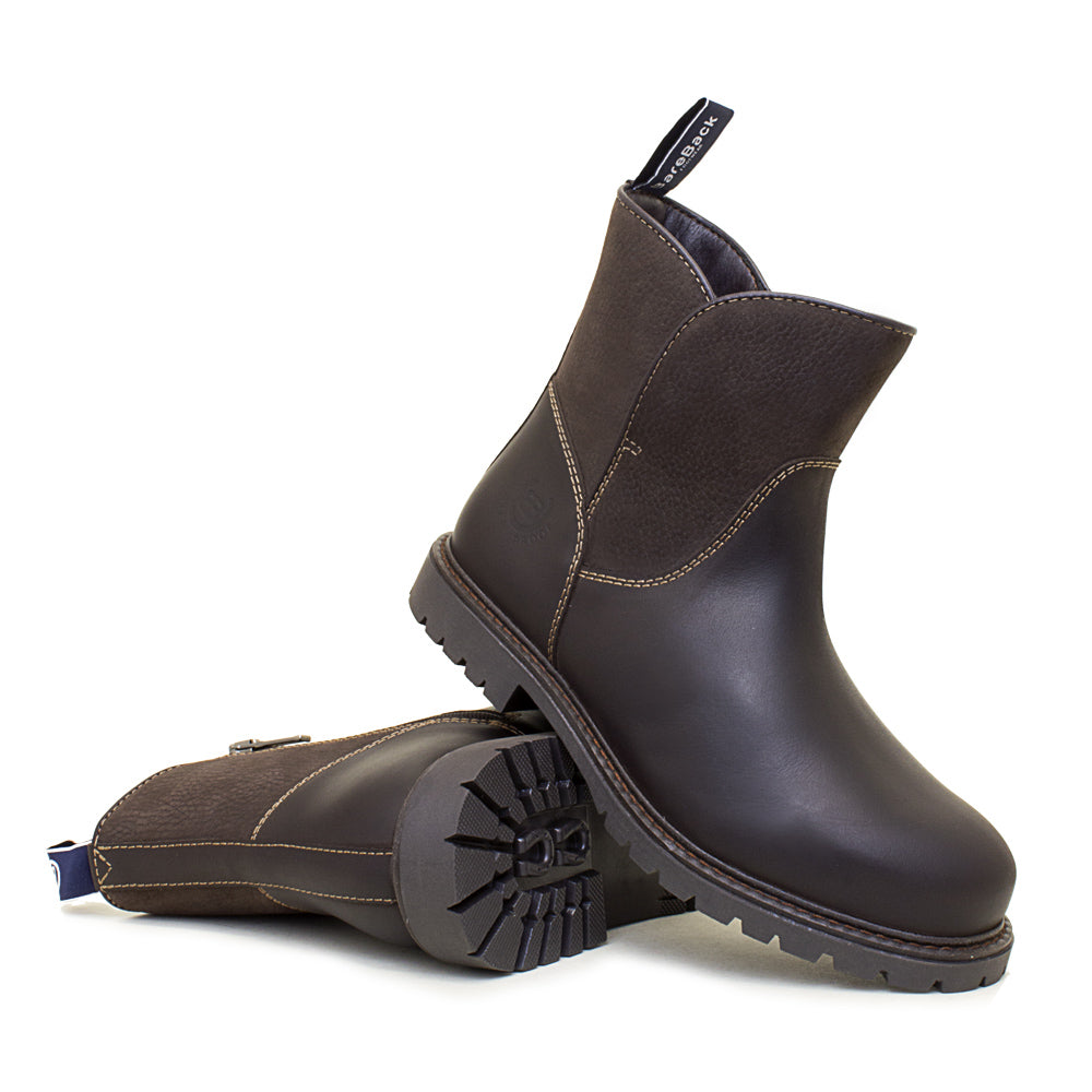 Waterproof Zip Up Ankle Boots in Brown