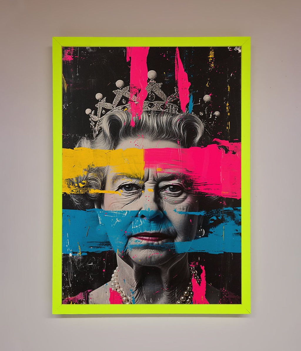 Queen Elizabeth Paint Splatter Framed Wall Art