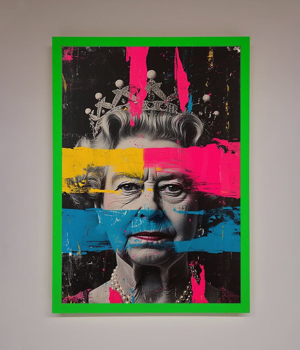 Queen Elizabeth Paint Splatter Framed Wall Art