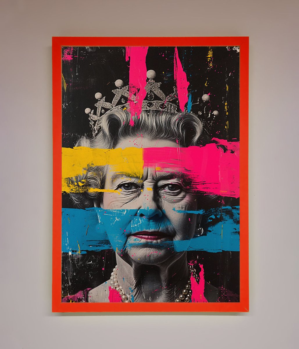 Queen Elizabeth Paint Splatter Framed Wall Art