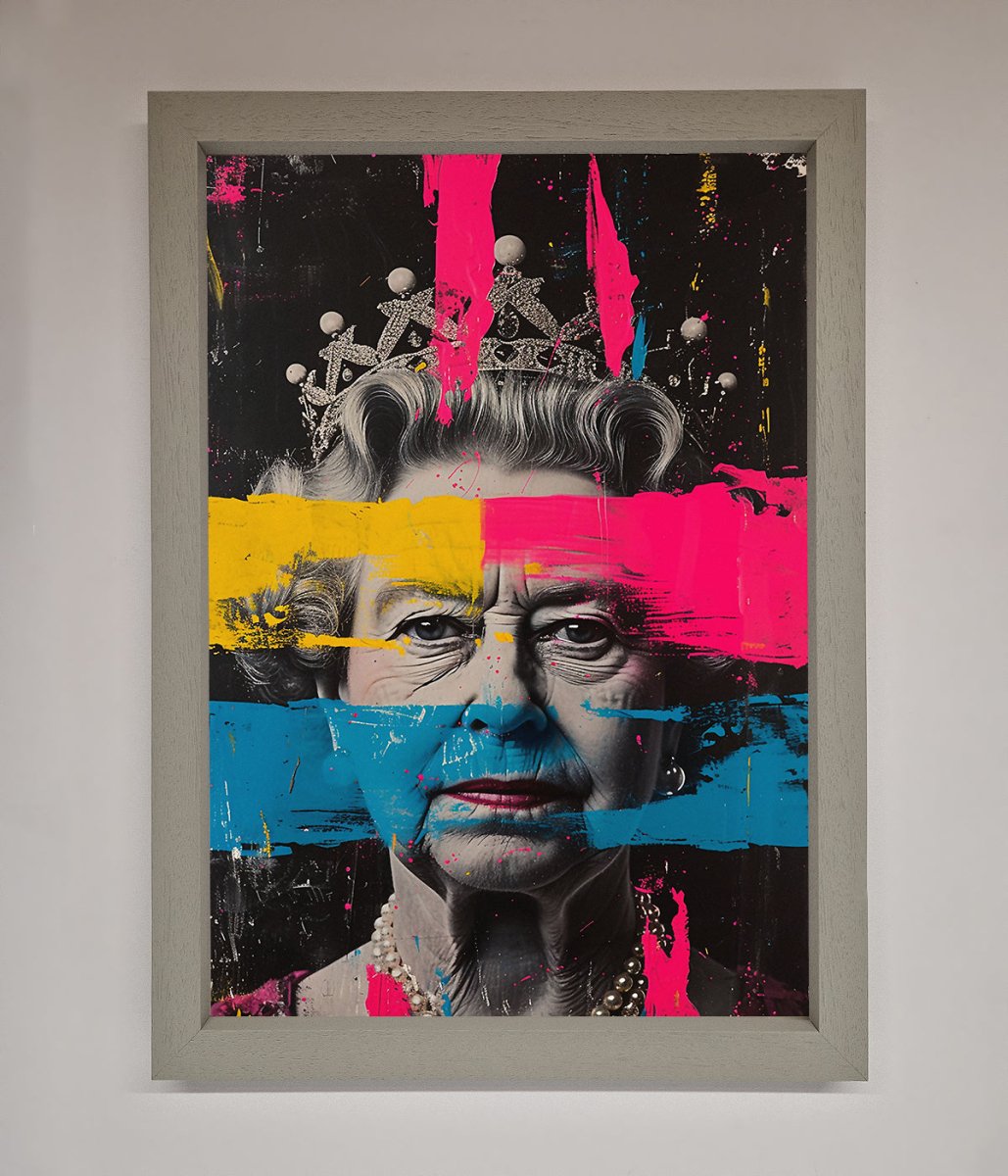 Queen Elizabeth Paint Splatter Framed Wall Art