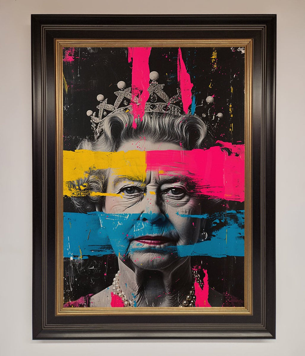 Queen Elizabeth Paint Splatter Framed Wall Art