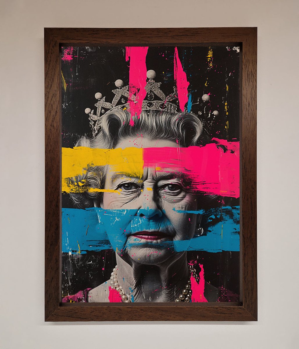 Queen Elizabeth Paint Splatter Framed Wall Art