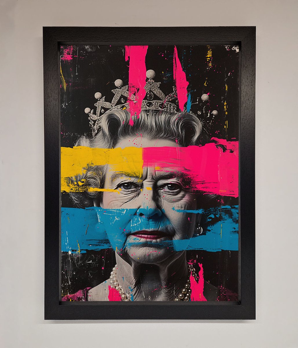 Queen Elizabeth Paint Splatter Framed Wall Art