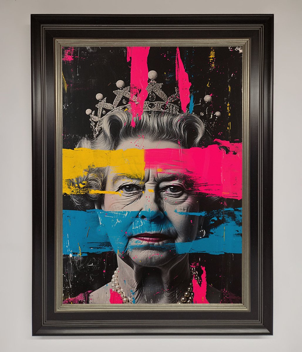 Queen Elizabeth Paint Splatter Framed Wall Art
