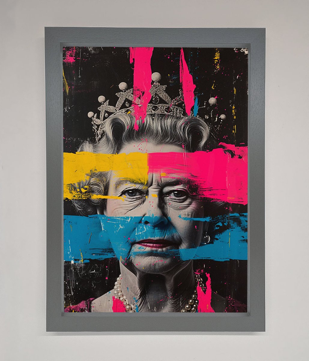 Queen Elizabeth Paint Splatter Framed Wall Art