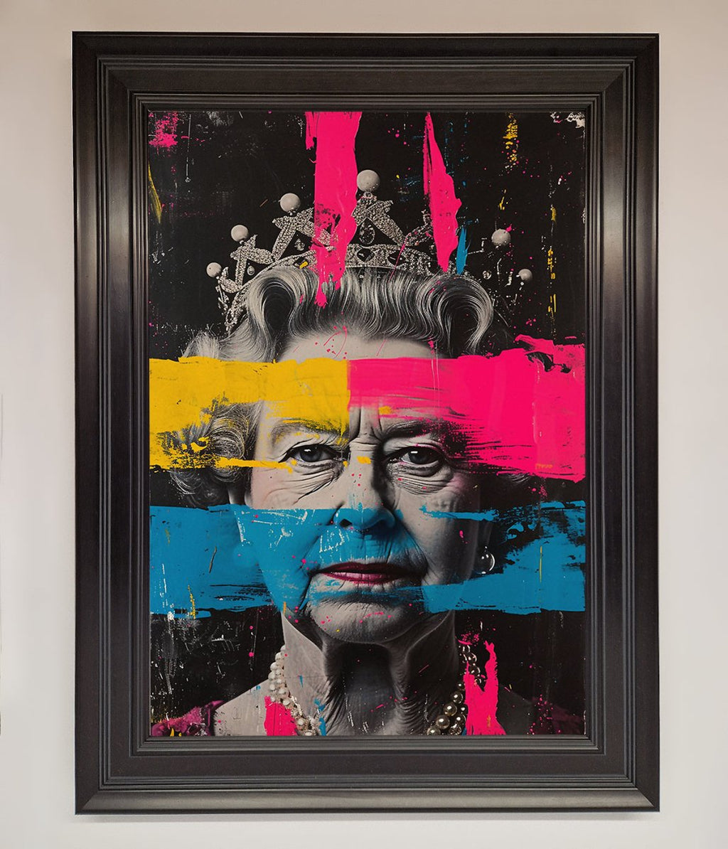 Queen Elizabeth Paint Splatter Framed Wall Art