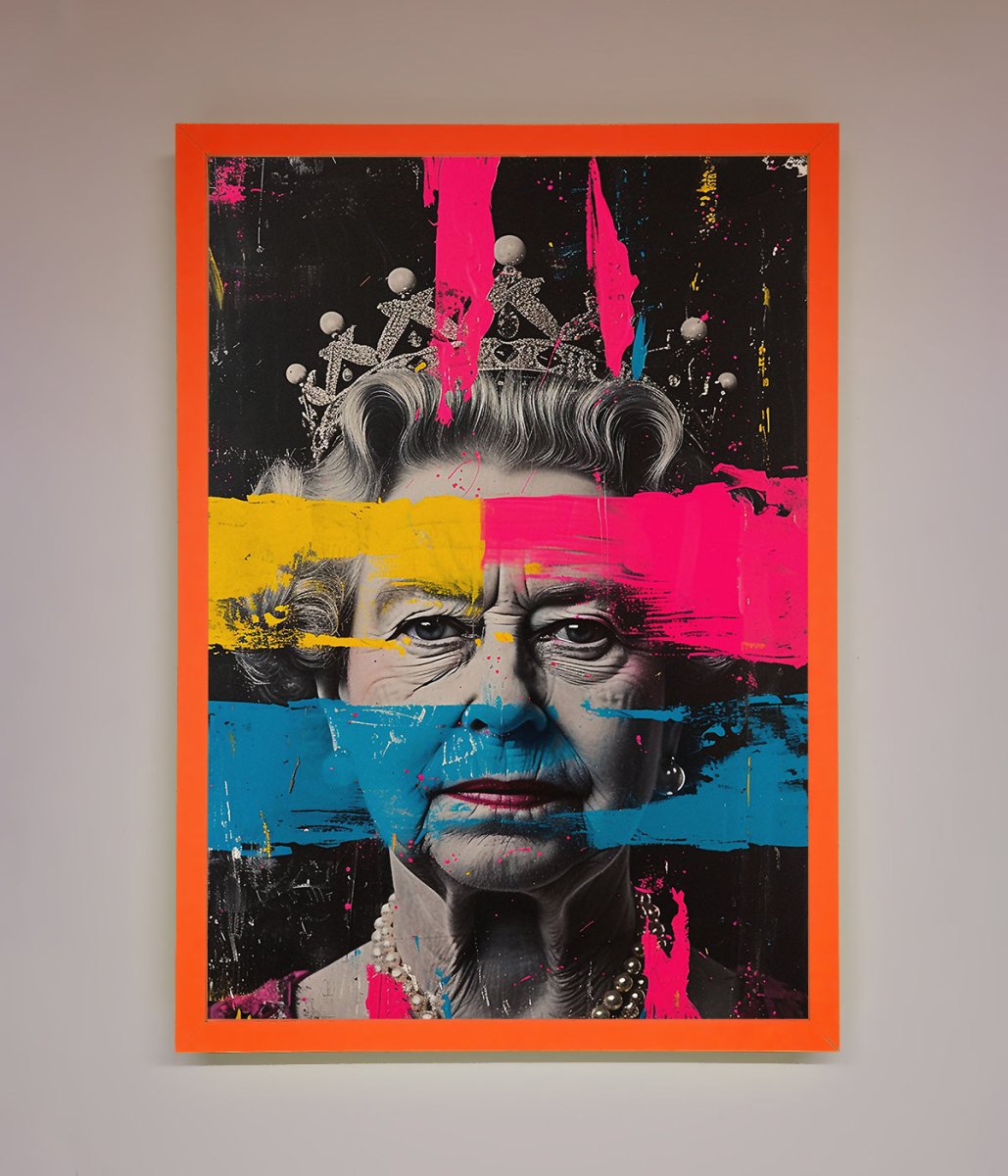 Queen Elizabeth Paint Splatter Framed Wall Art