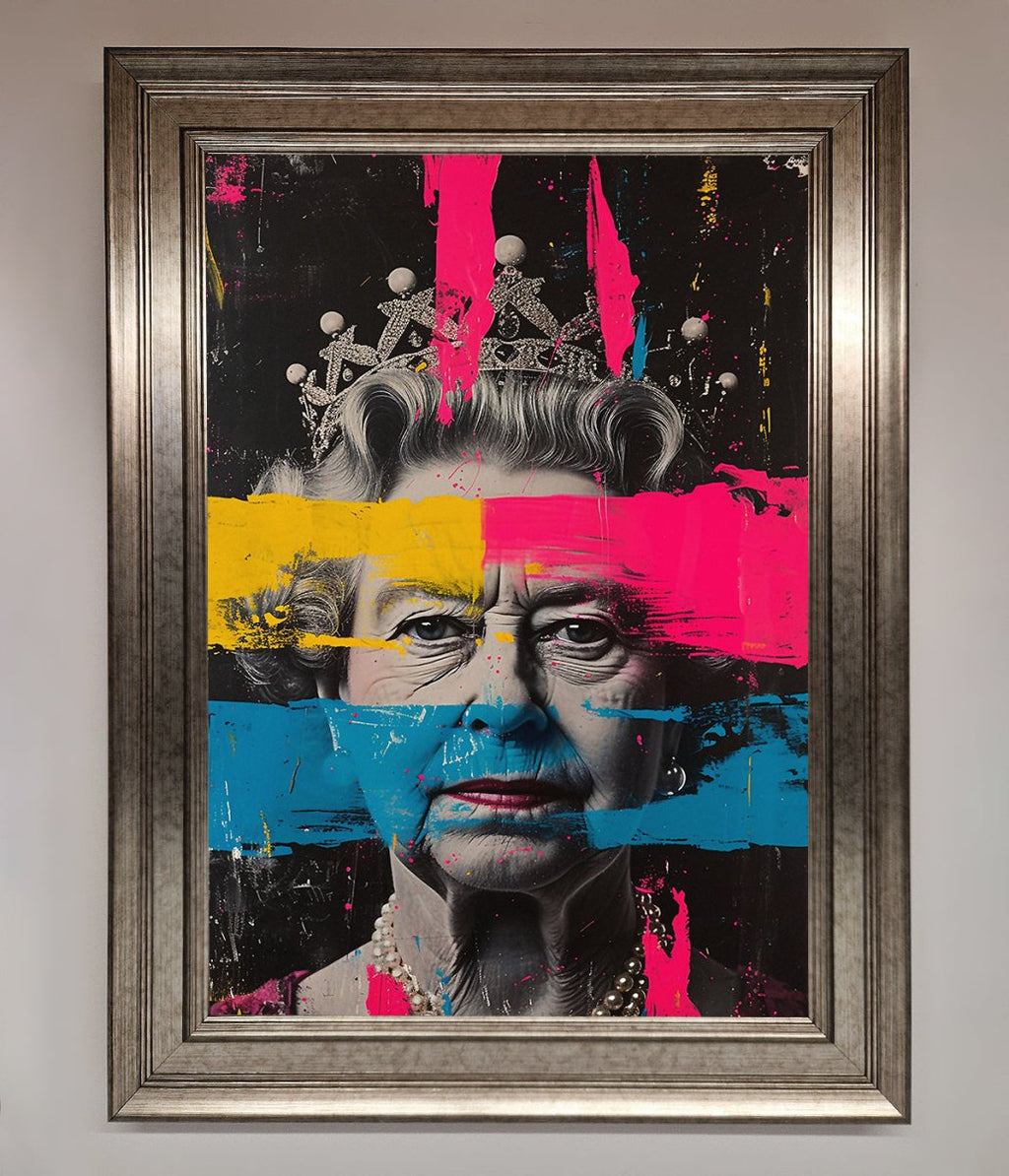 Queen Elizabeth Paint Splatter Framed Wall Art
