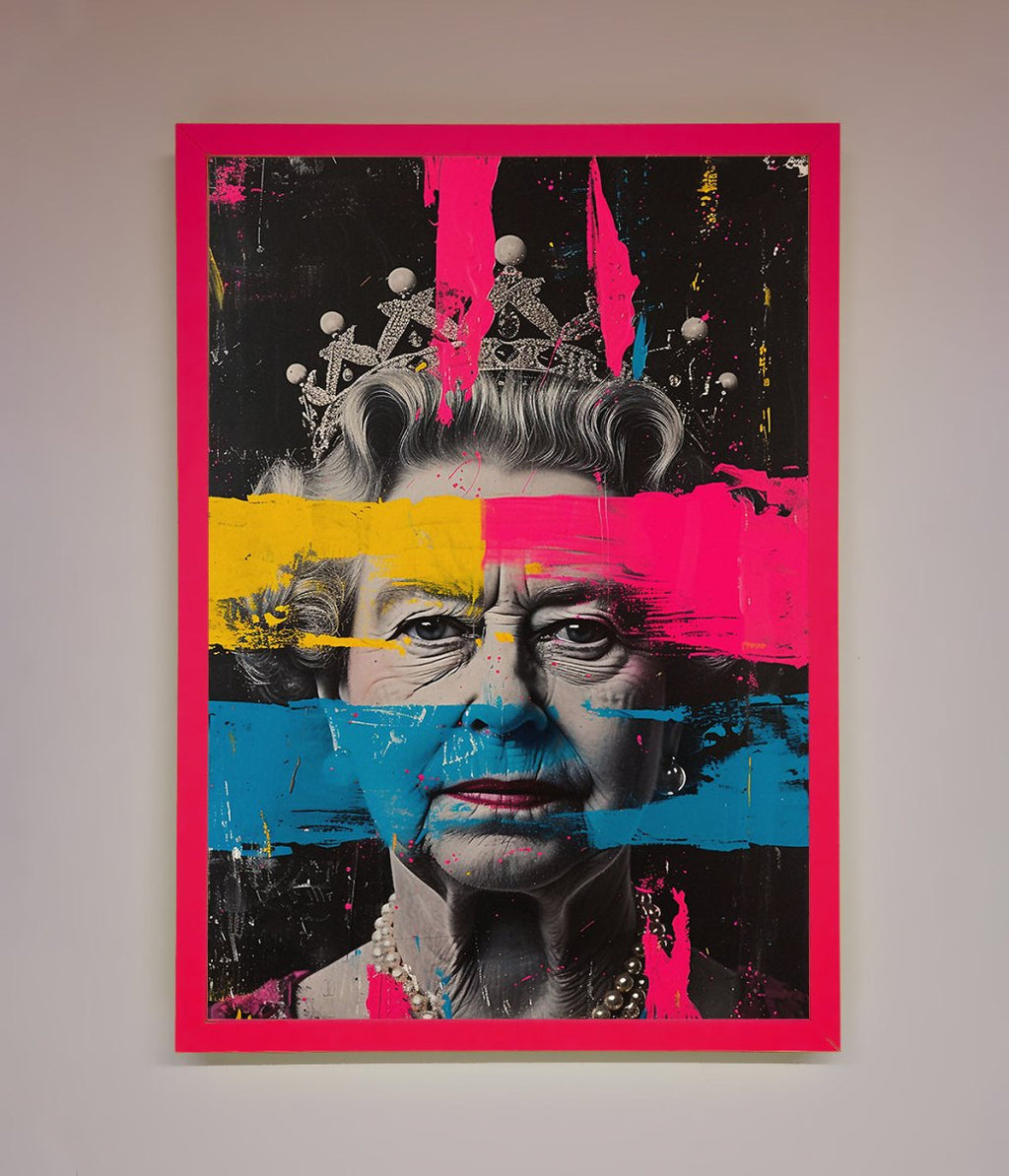 Queen Elizabeth Paint Splatter Framed Wall Art