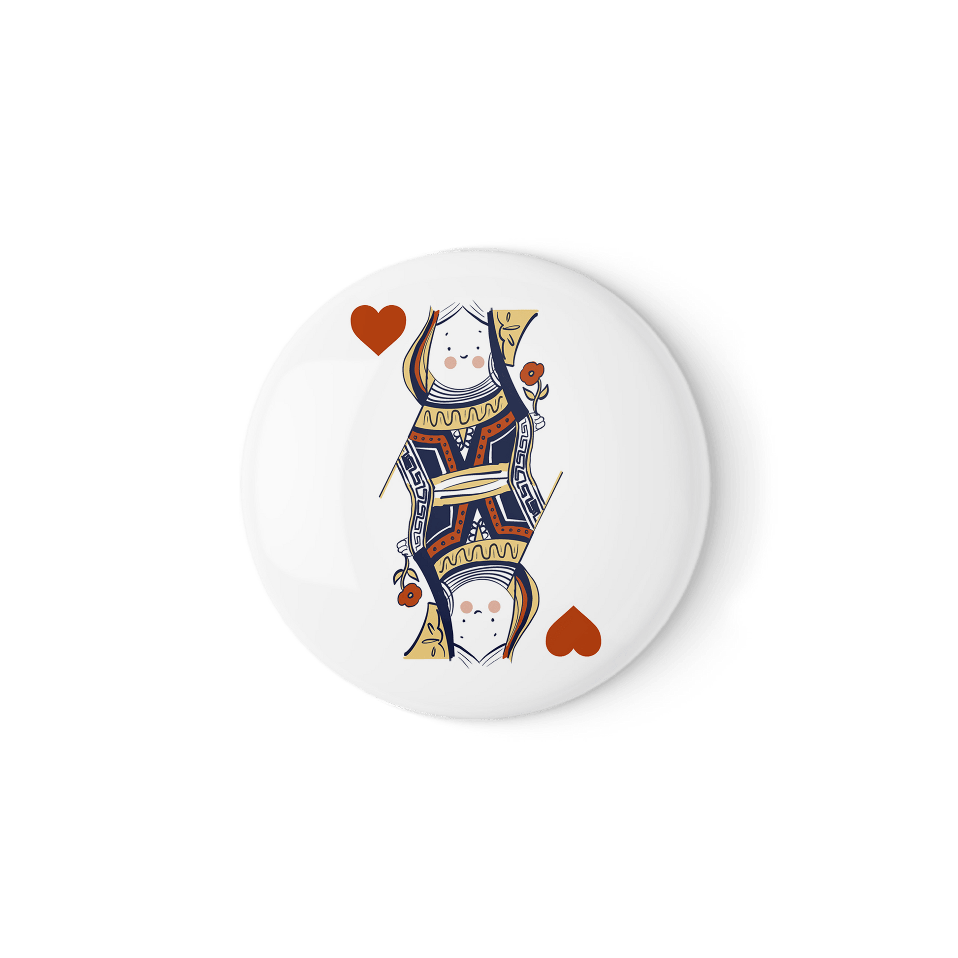 Queen of Hearts Playing Card Badge - Kawaii Royal Pin & Magnet