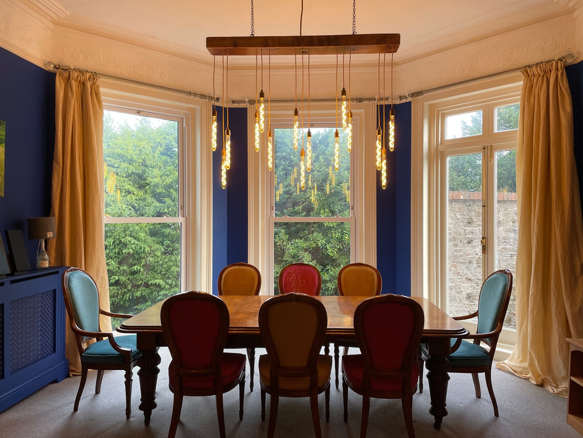 Quintriplet Oak Beam Chandelier