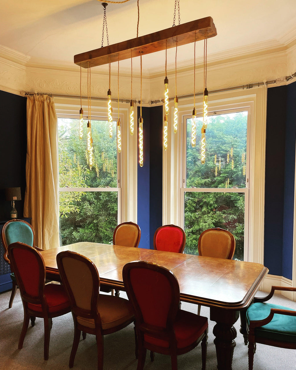 Quintriplet Oak Beam Chandelier