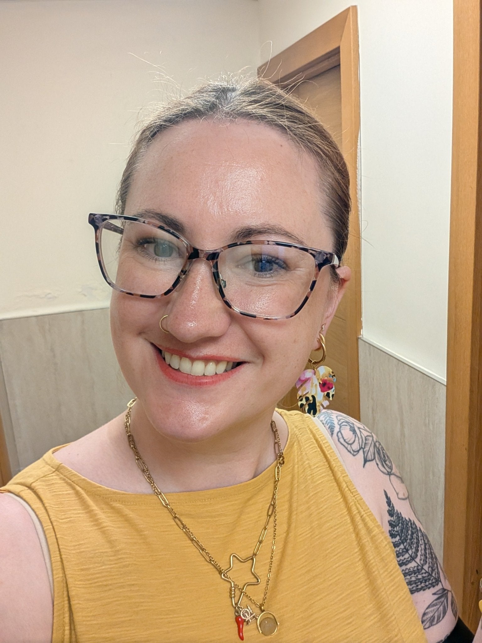 Rainbow monstera leaf earrings