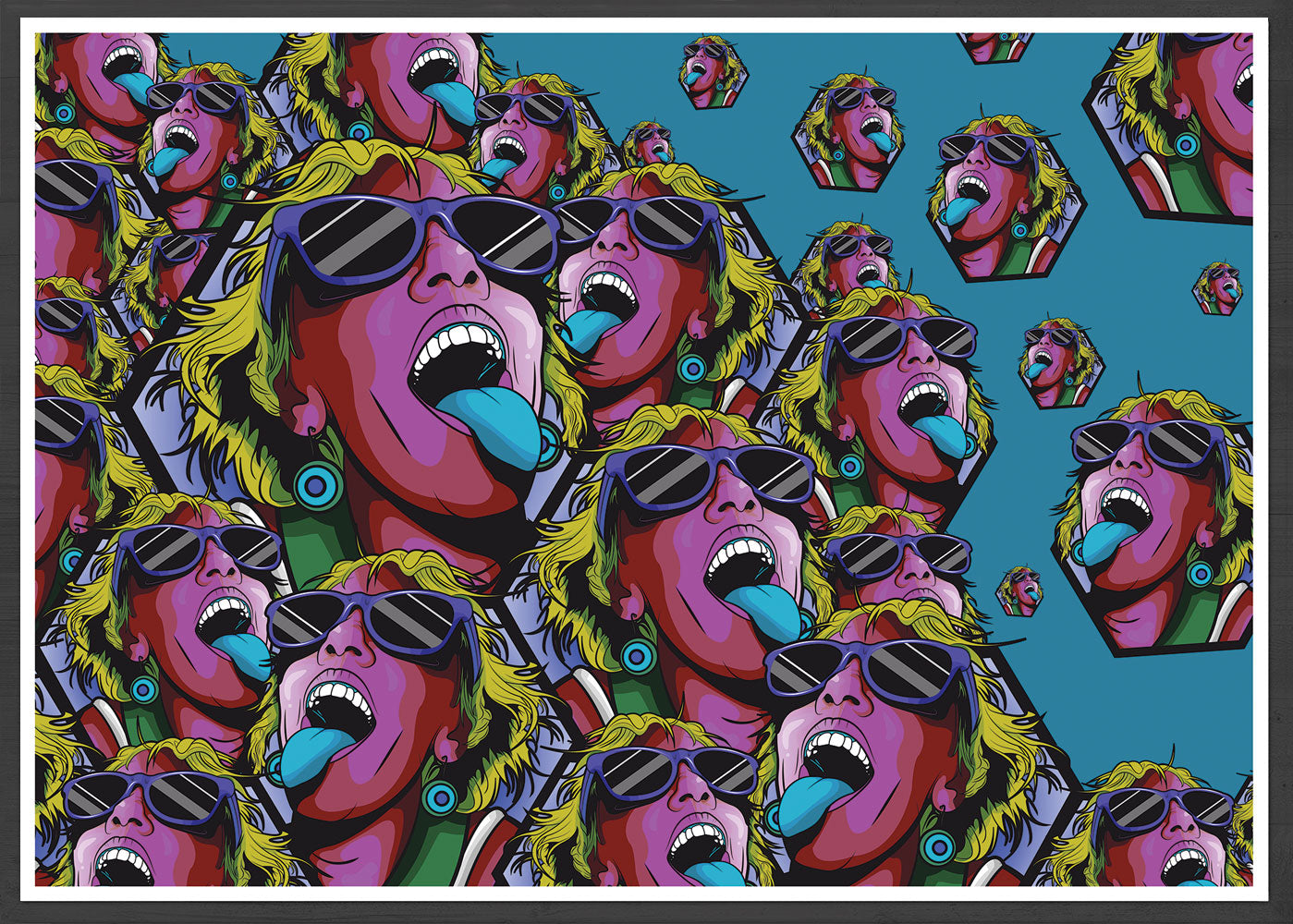 Rave Girl Blue Vector Illustration Print