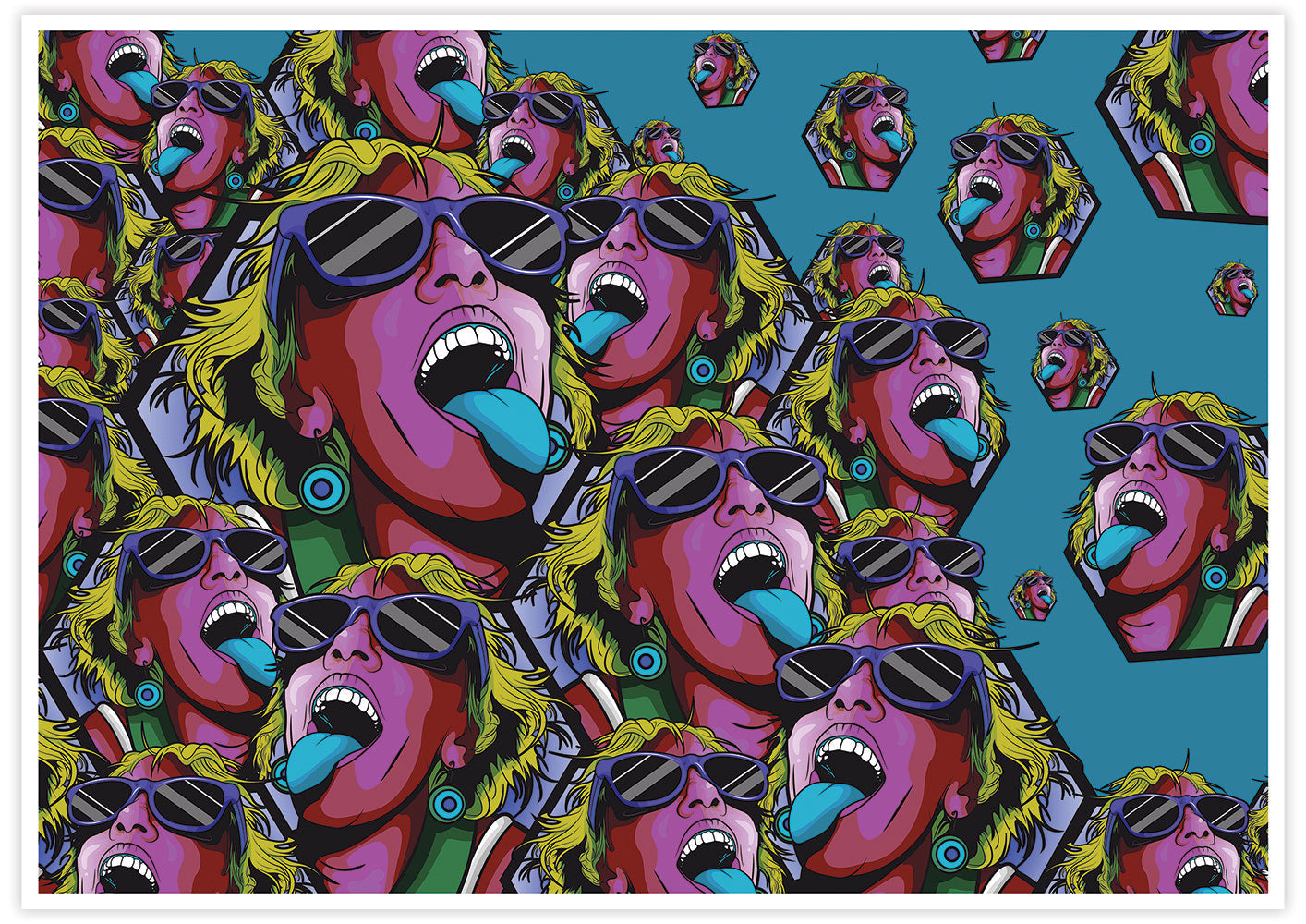 Rave Girl Blue Vector Illustration Print