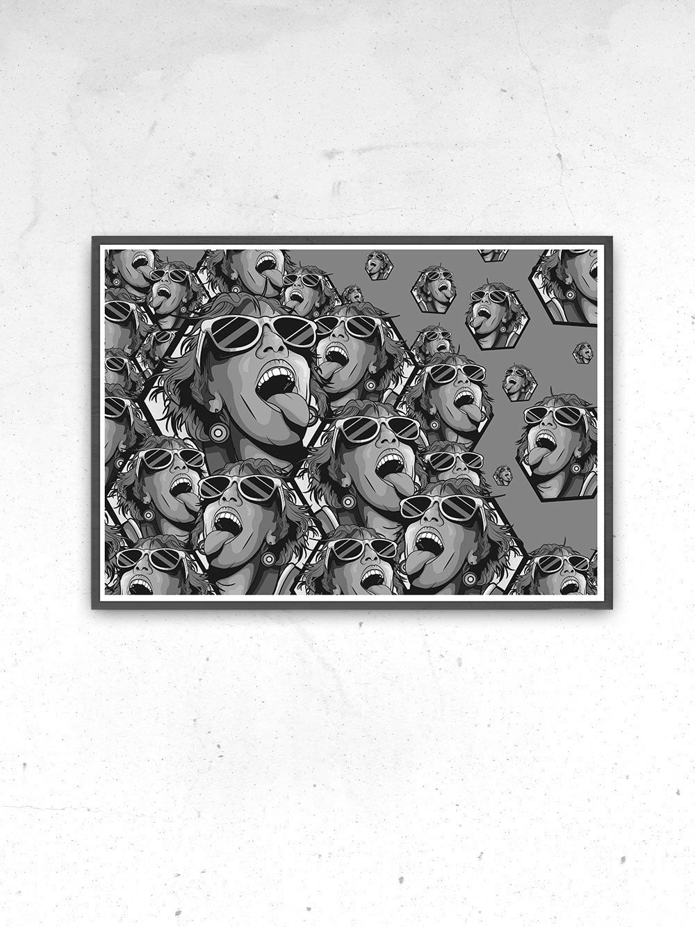 Rave Girl Monochrome Vector Illustration Print