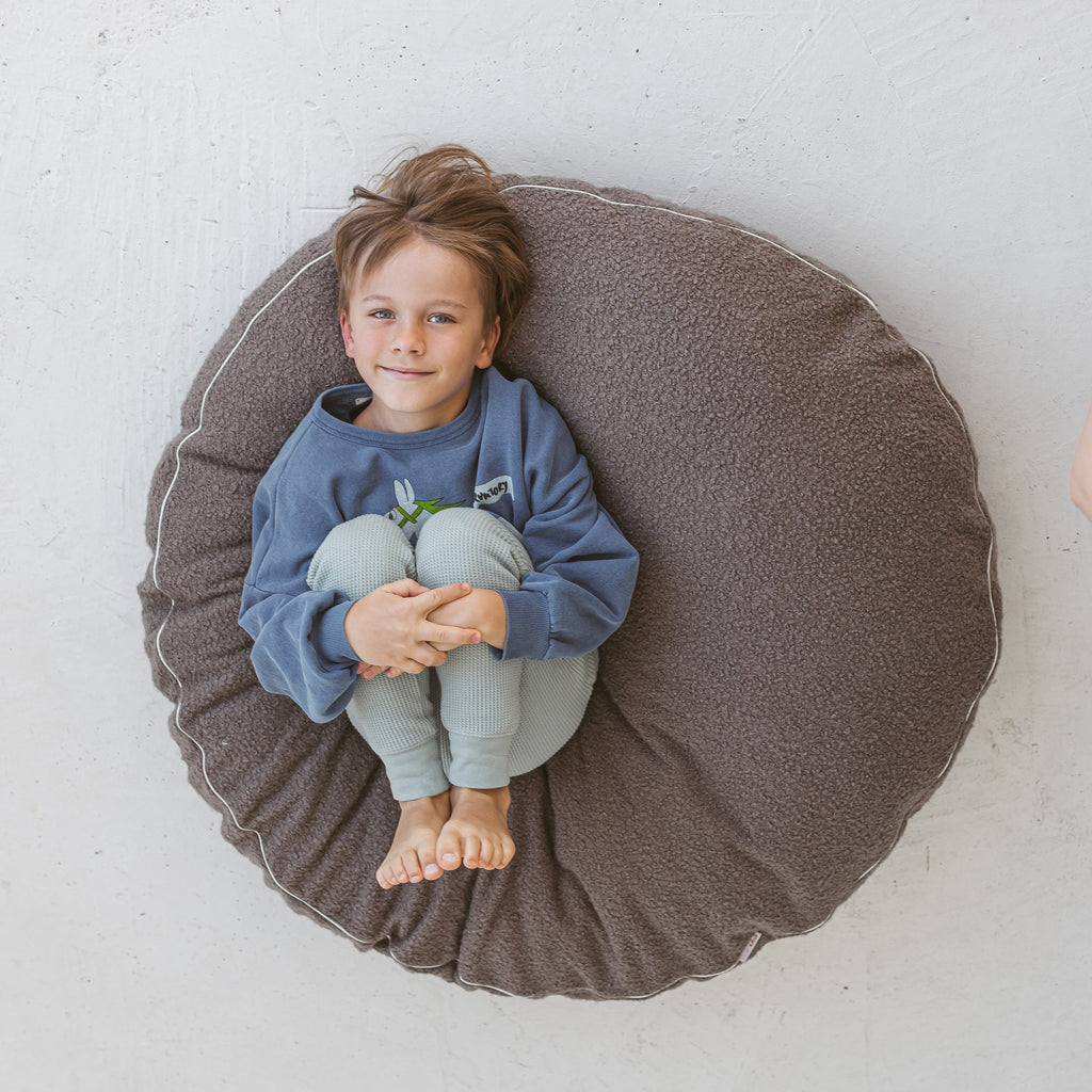 Boucle Floor Cushion for Kids in Grey