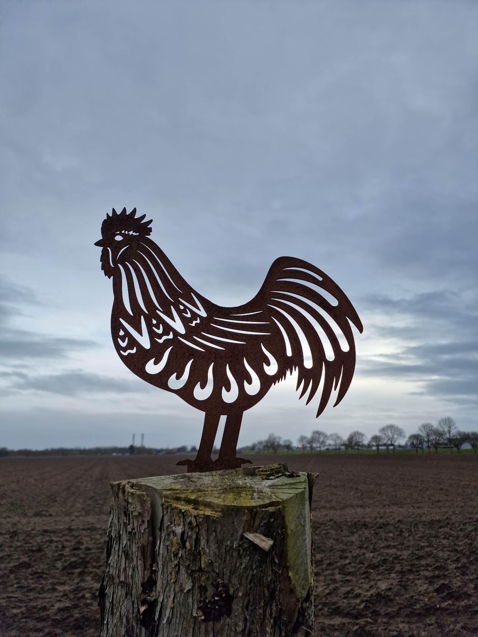 Rusty Metal Rooster Garden Decoration