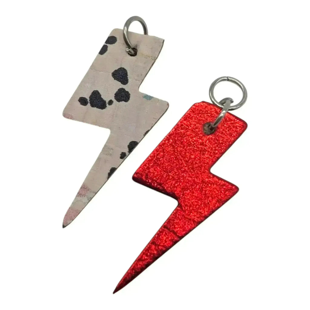 Red and flash mini lightning bolt cork charms