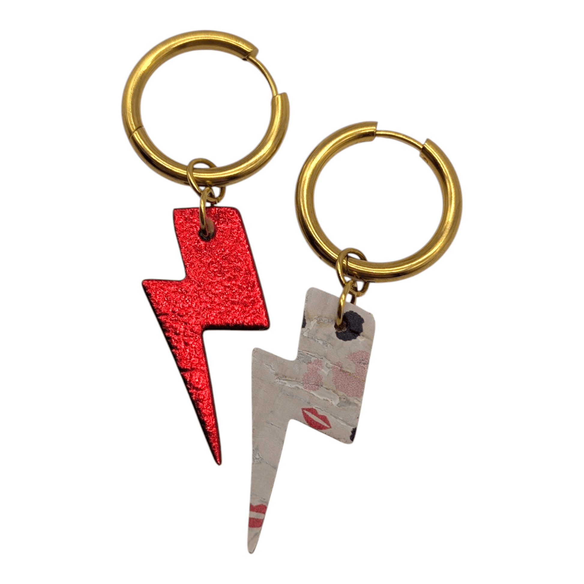 Red and flash mini lightning bolt cork charms