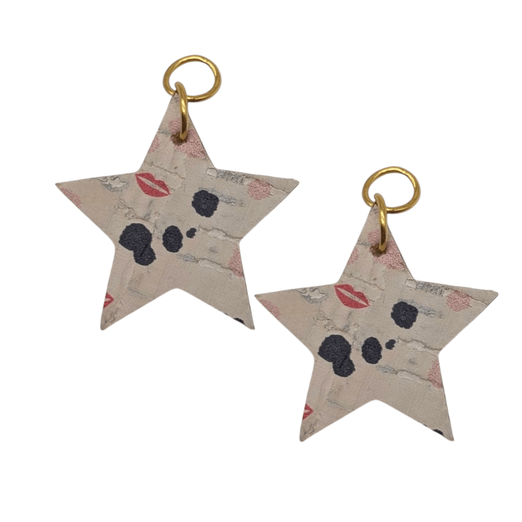 Red and flash mini star cork charms