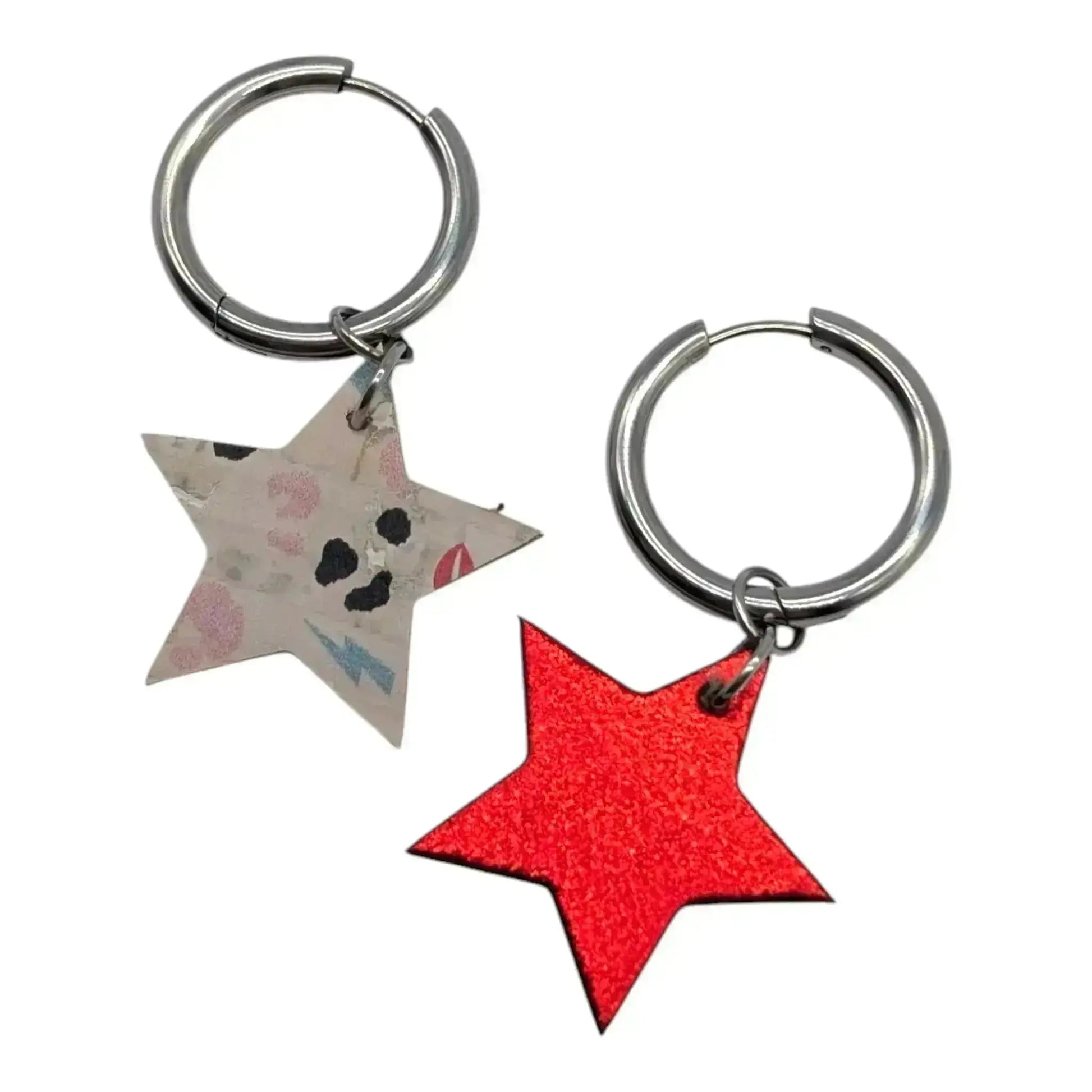 Red and flash mini star cork charms