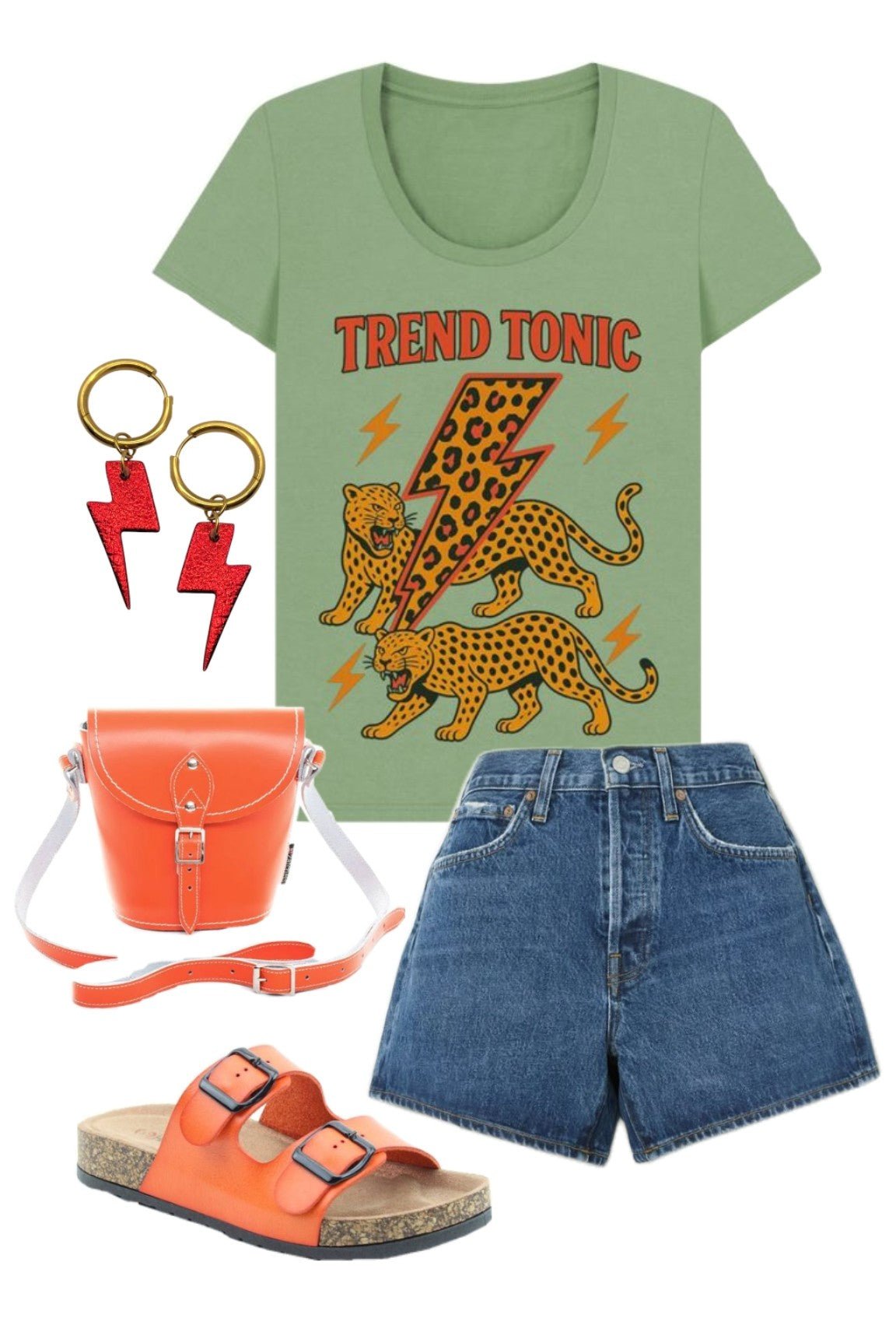 Red and leopard mini lightning bolt cork charms