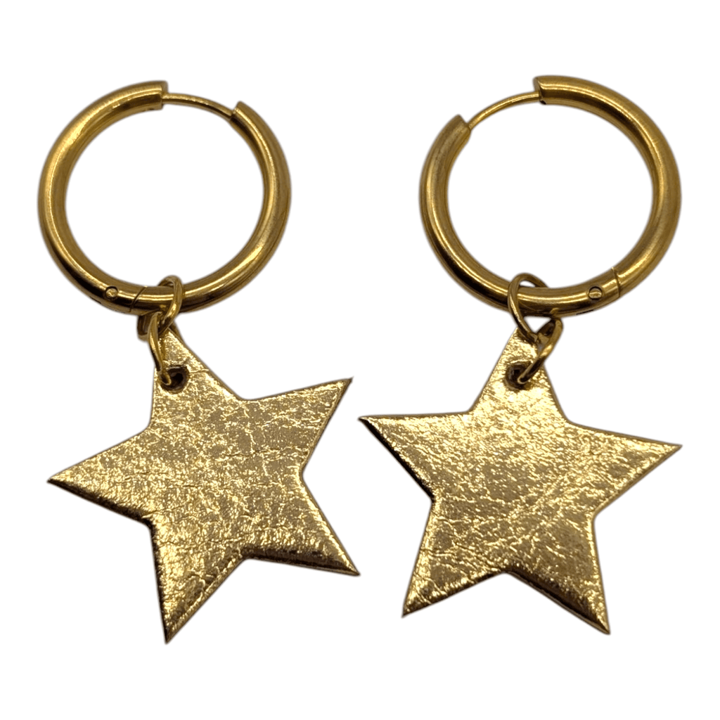 Red and gold mini star cork charms