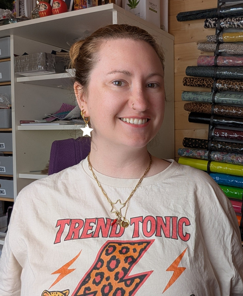 Red and gold mini star cork charms