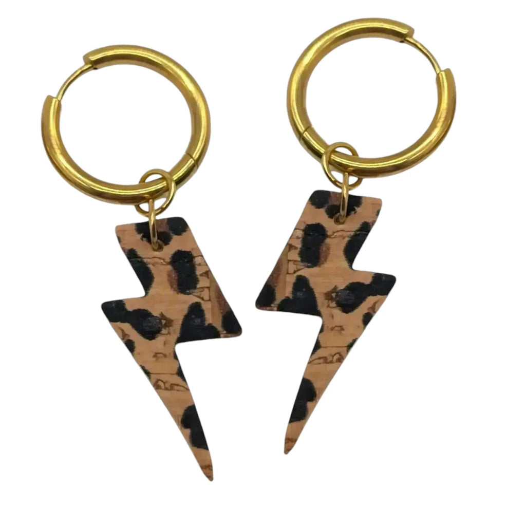 Red and leopard mini lightning bolt cork charms