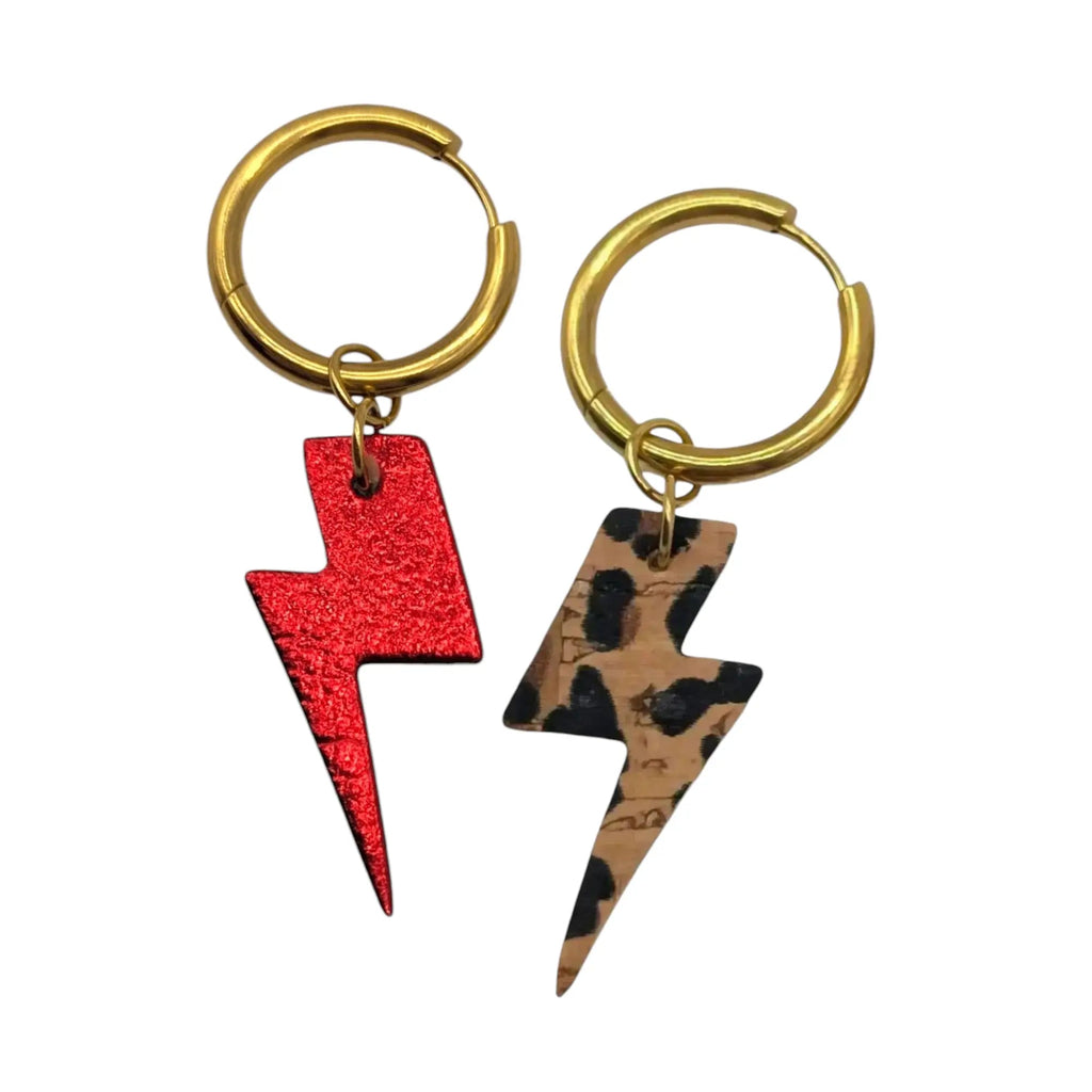 Red and leopard mini lightning bolt cork charms