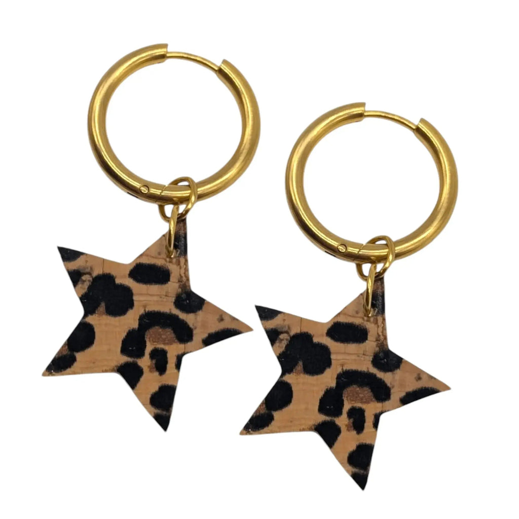 Red and leopard mini star cork charms