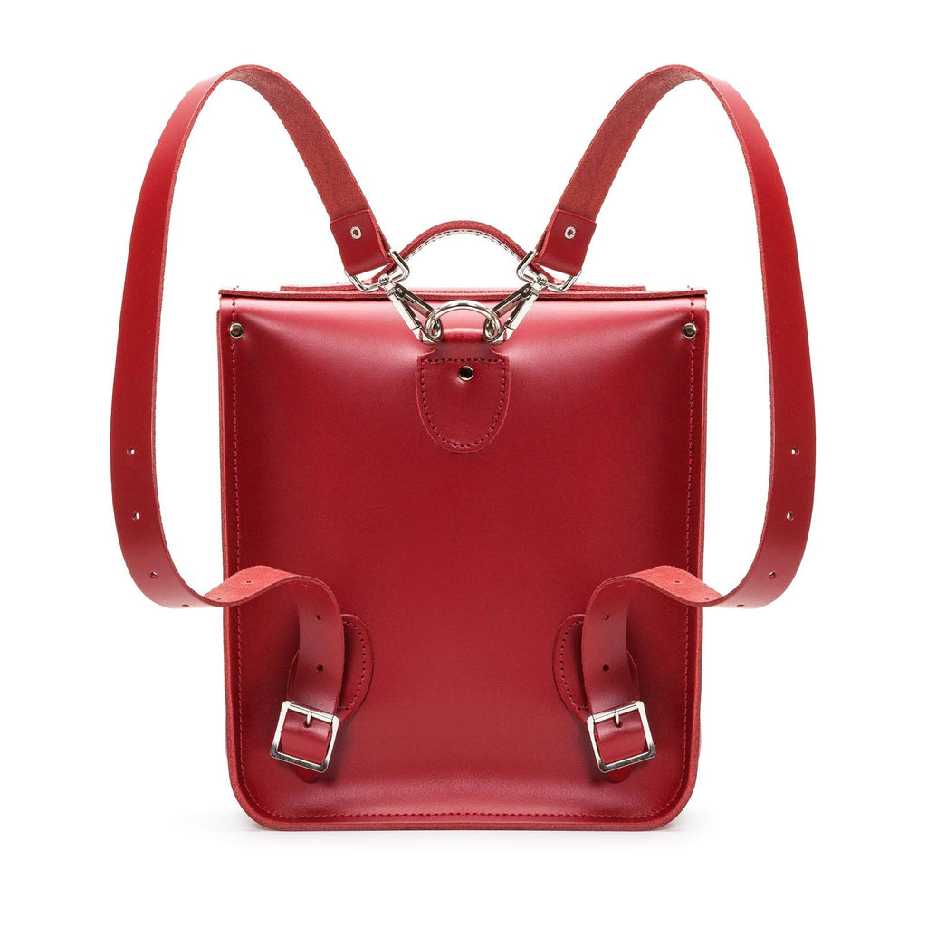 Handmade Leather City Backpack - Red