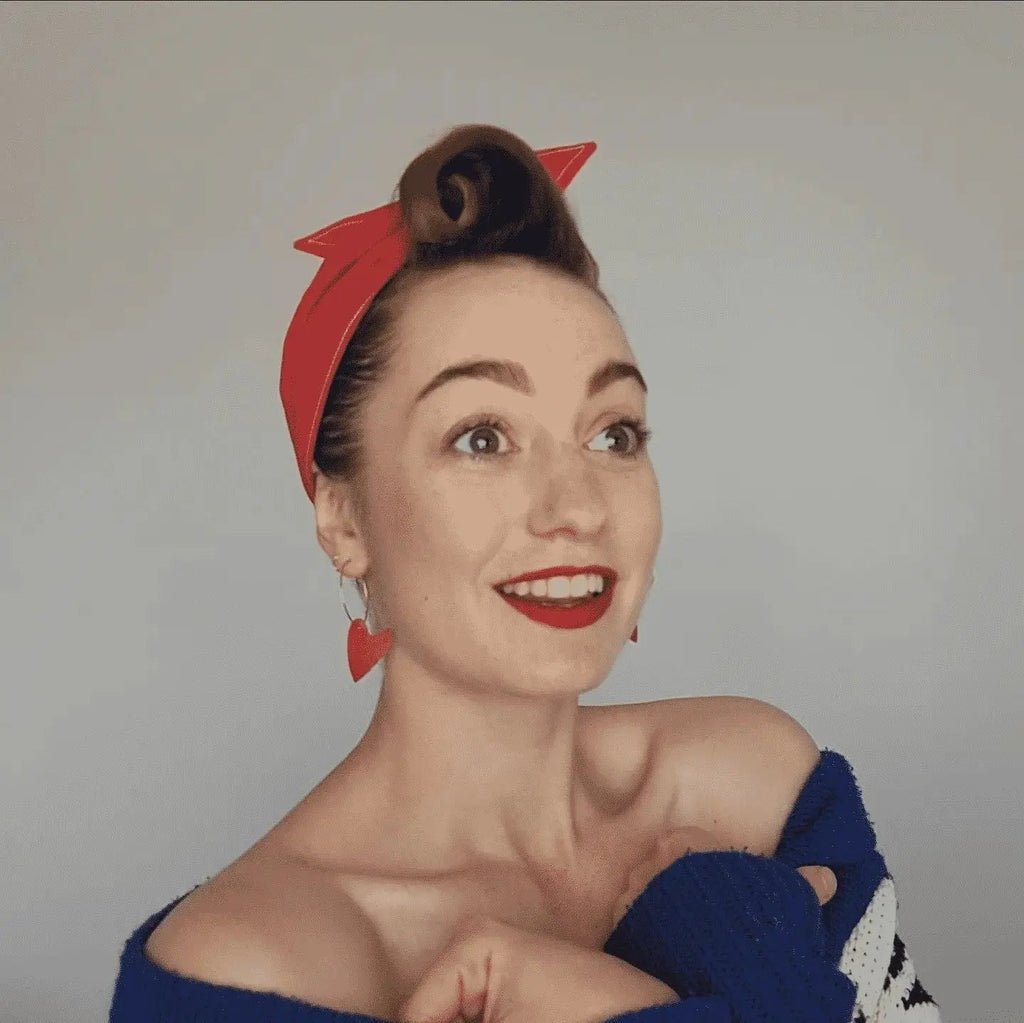 Red cork Heart hoop earrings