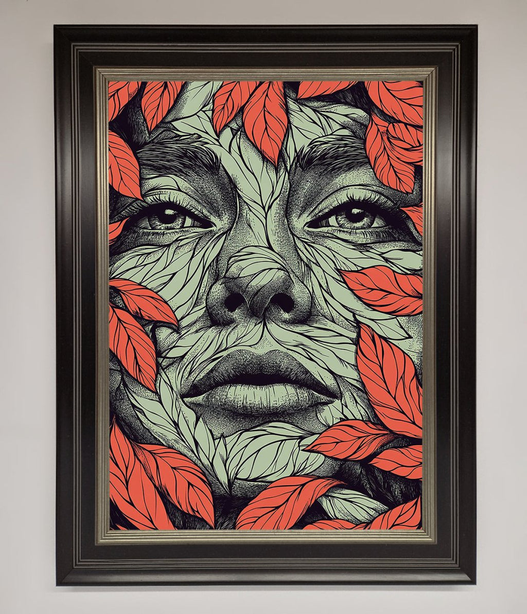 Red Leaves Face Framed Print