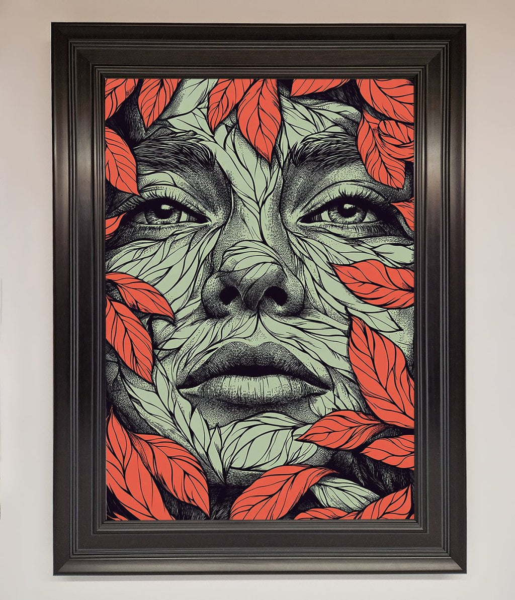Red Leaves Face Framed Print