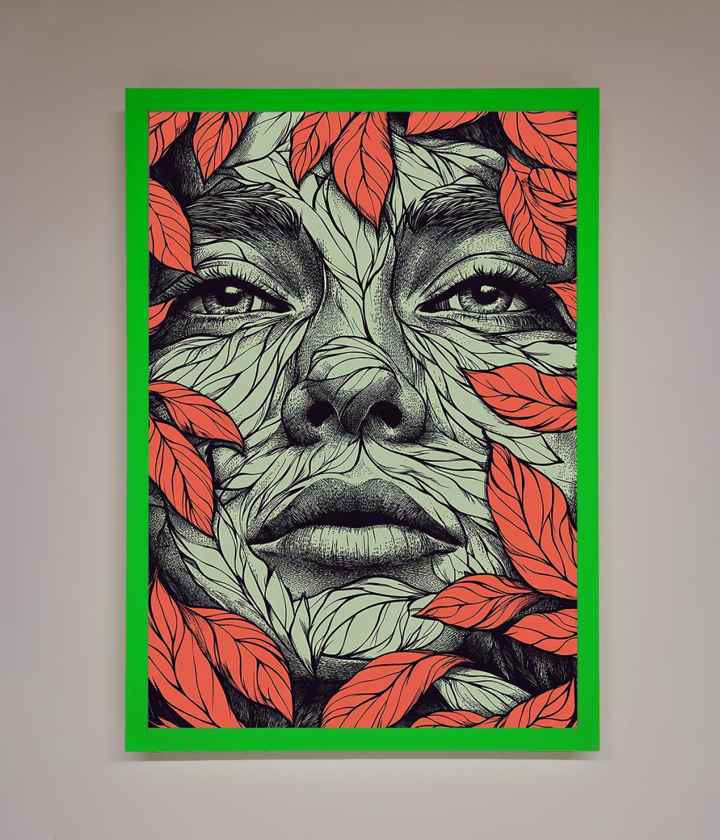 Red Leaves Face Framed Print