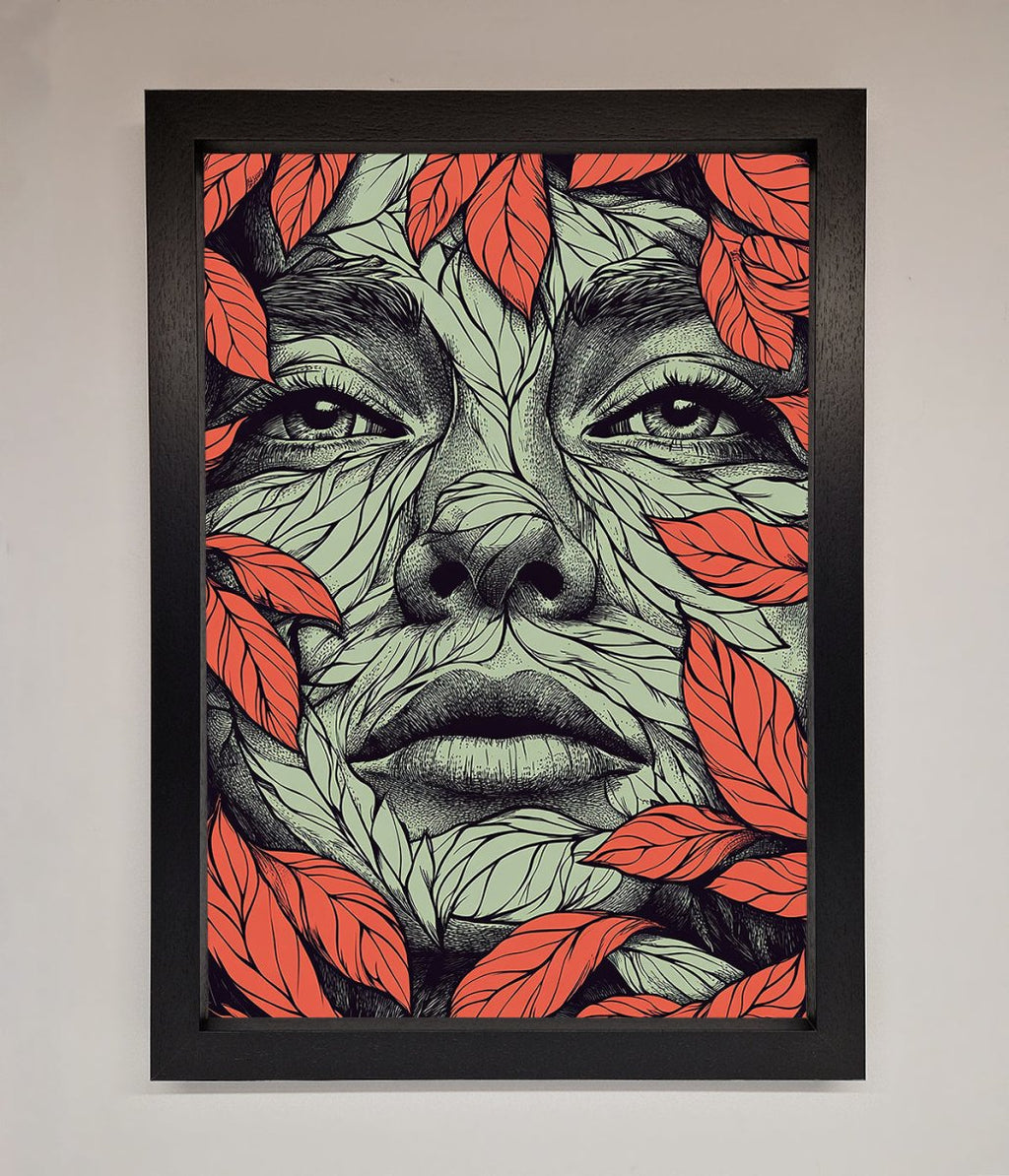 Red Leaves Face Framed Print