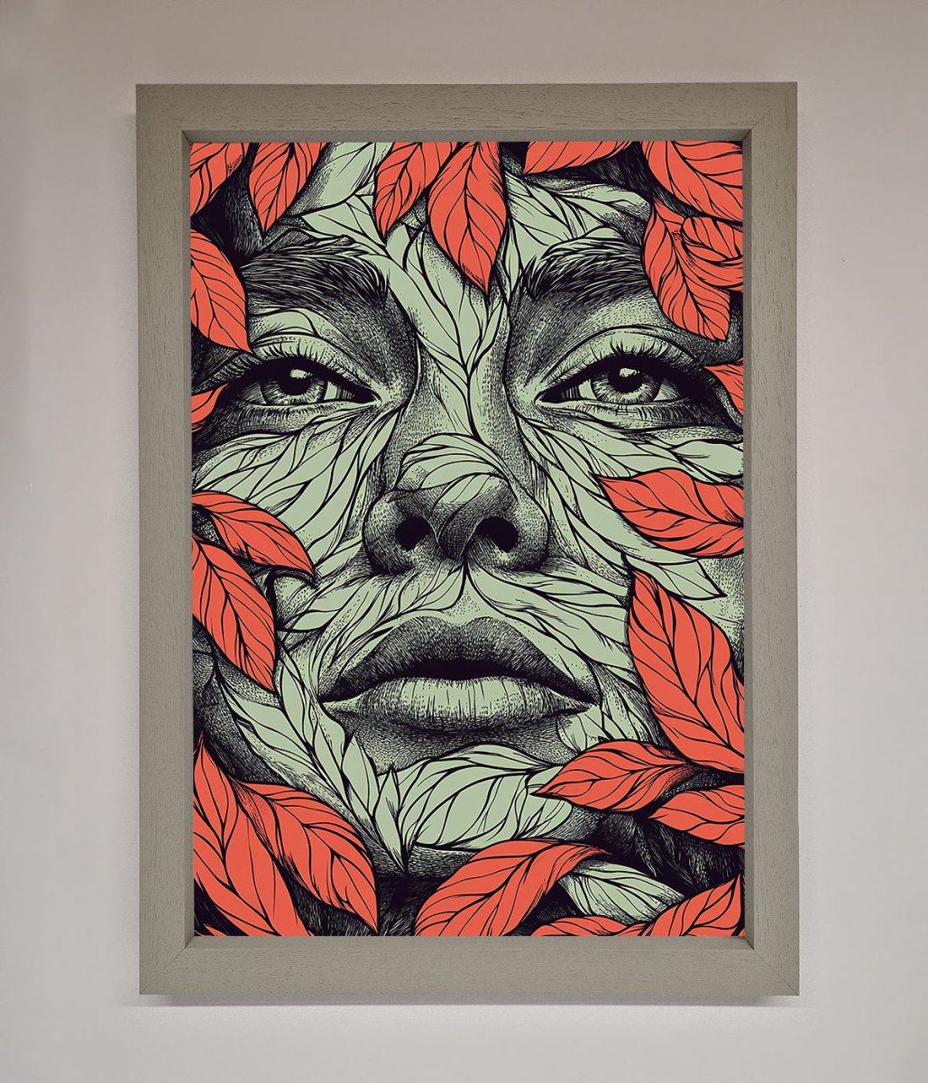 Red Leaves Face Framed Print